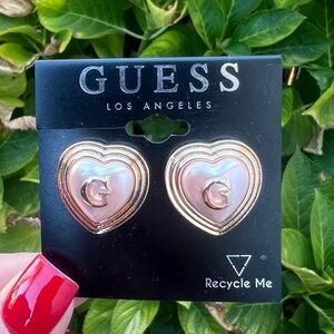 Guess Gold and White Heart Earrings